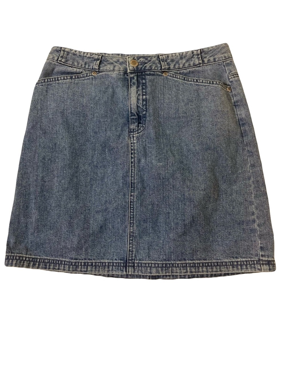 Caslon Medium Wash Denim A-Line Mini Skirt Y2K 90s Revival Indie Classic